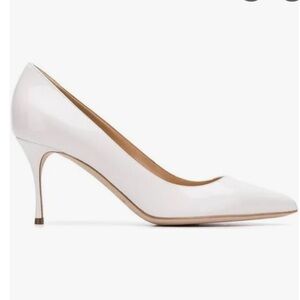 Sergio Rossi White Patent Leather Pointed-Toe Pump